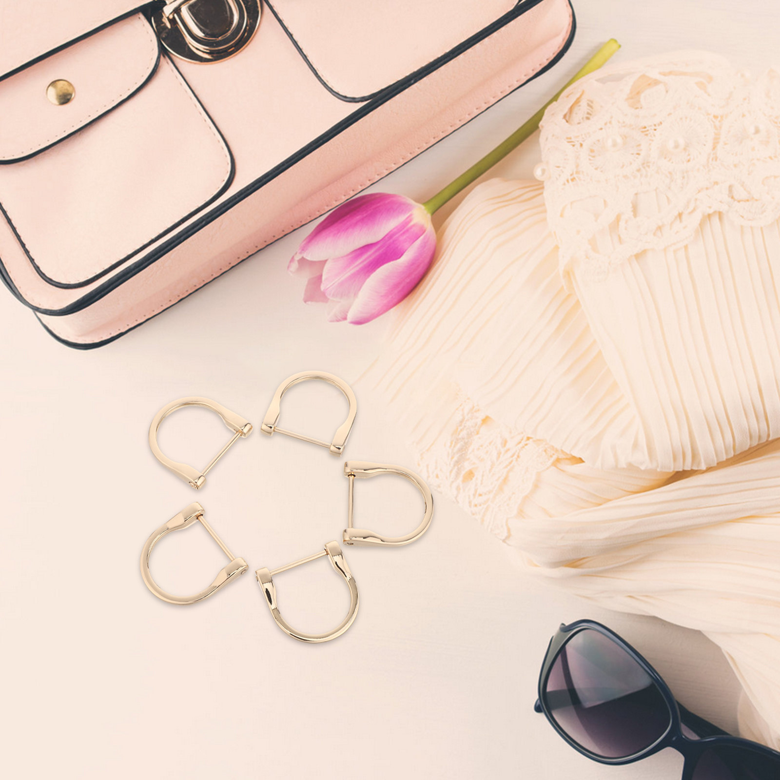 D Ring Strap - 5Pcs Stylish Glossy Metal Horseshoe Shape