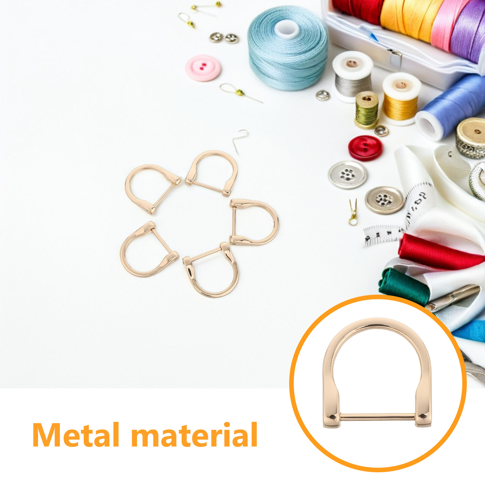 5Pcs Stylish Glossy Metal Hors - D Ring Strap ulasan dan harga
